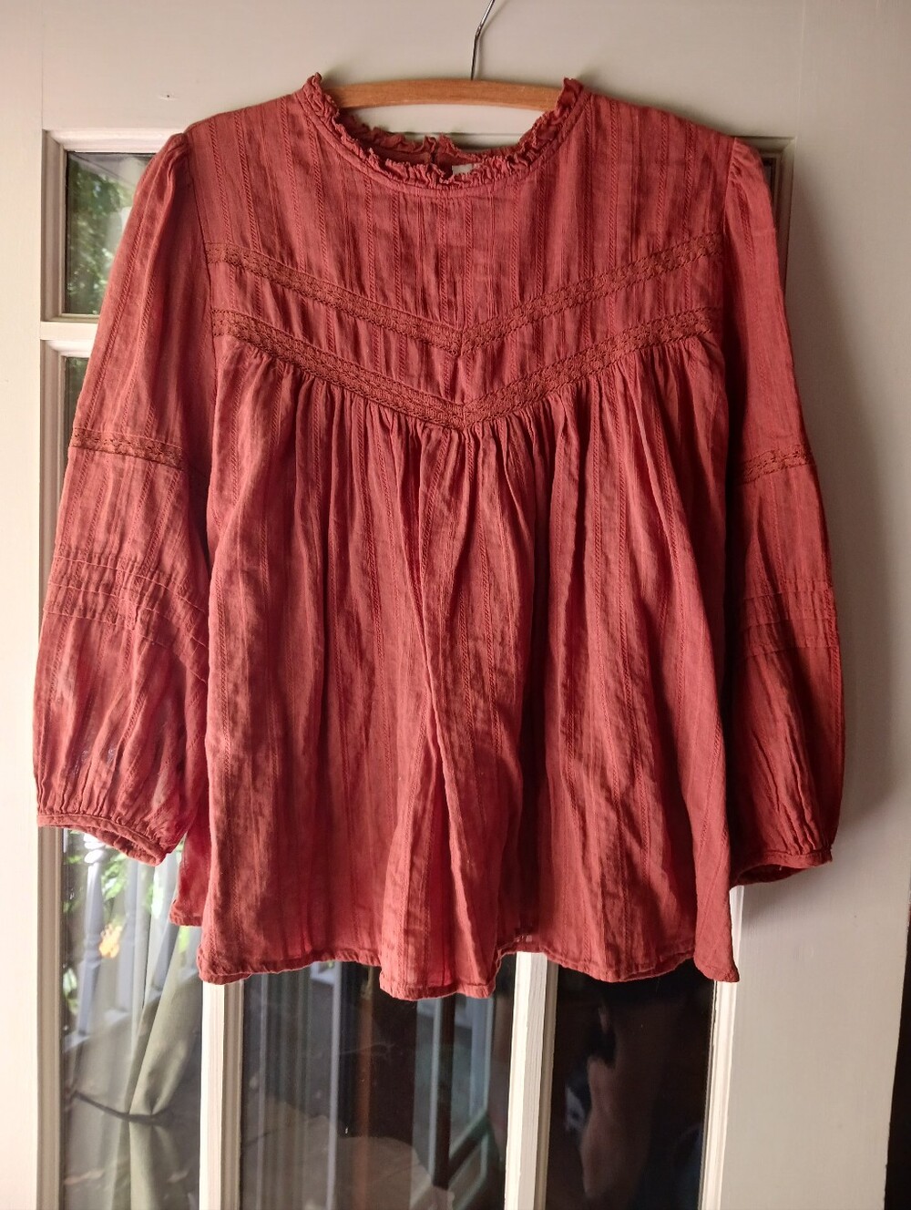 Universal Thread Rust Crochet Trim Boho Top